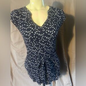 Le Lis Dark Blue Patterned Blouse